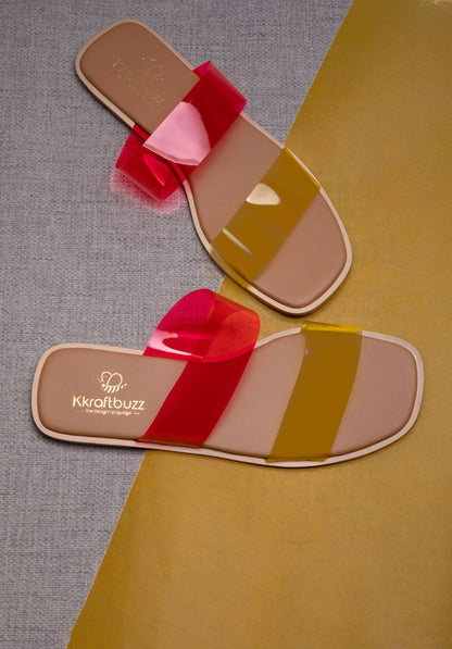 Red & Yellow Transparent Flats