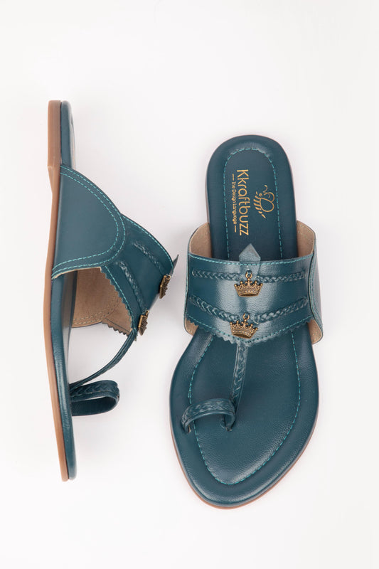 Blue leather Kolha Sandals