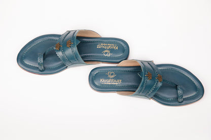 Blue leather Kolha Sandals