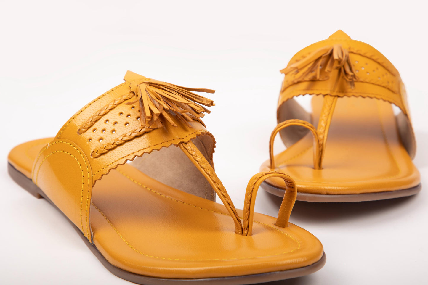 Yellow leather Kolha Flat Sandals