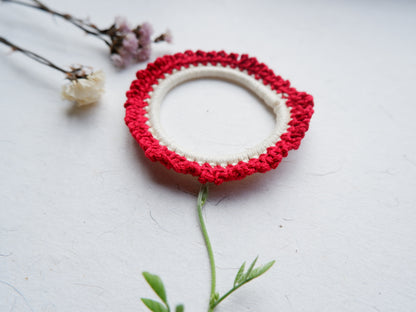 Red & white crochet scrunchie