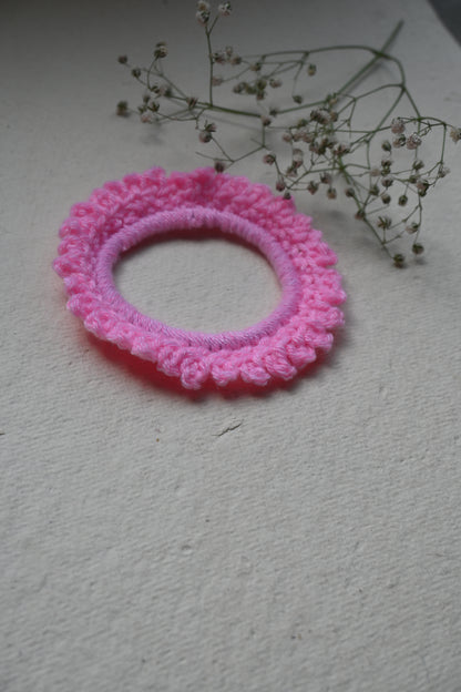 Baby pink crochet scrunchie