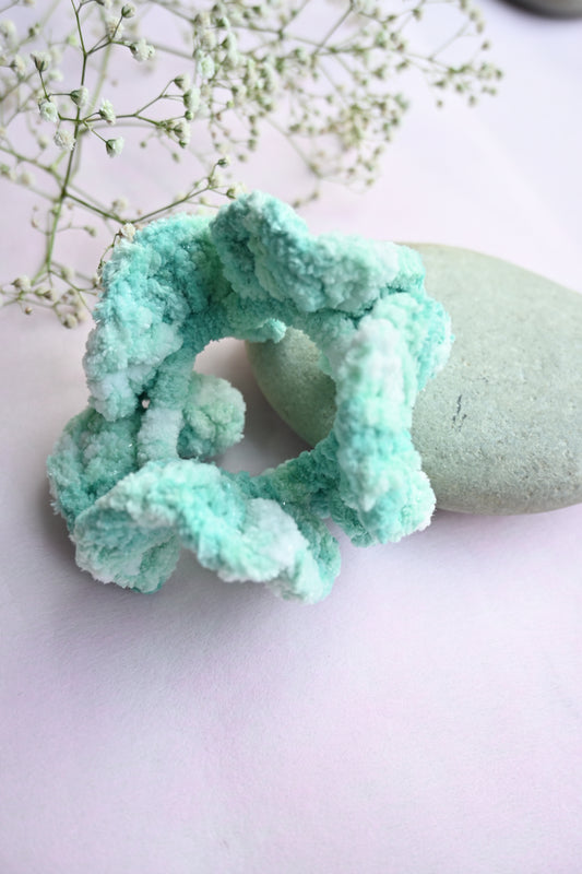 Sea blue crochet velvet scrunchie