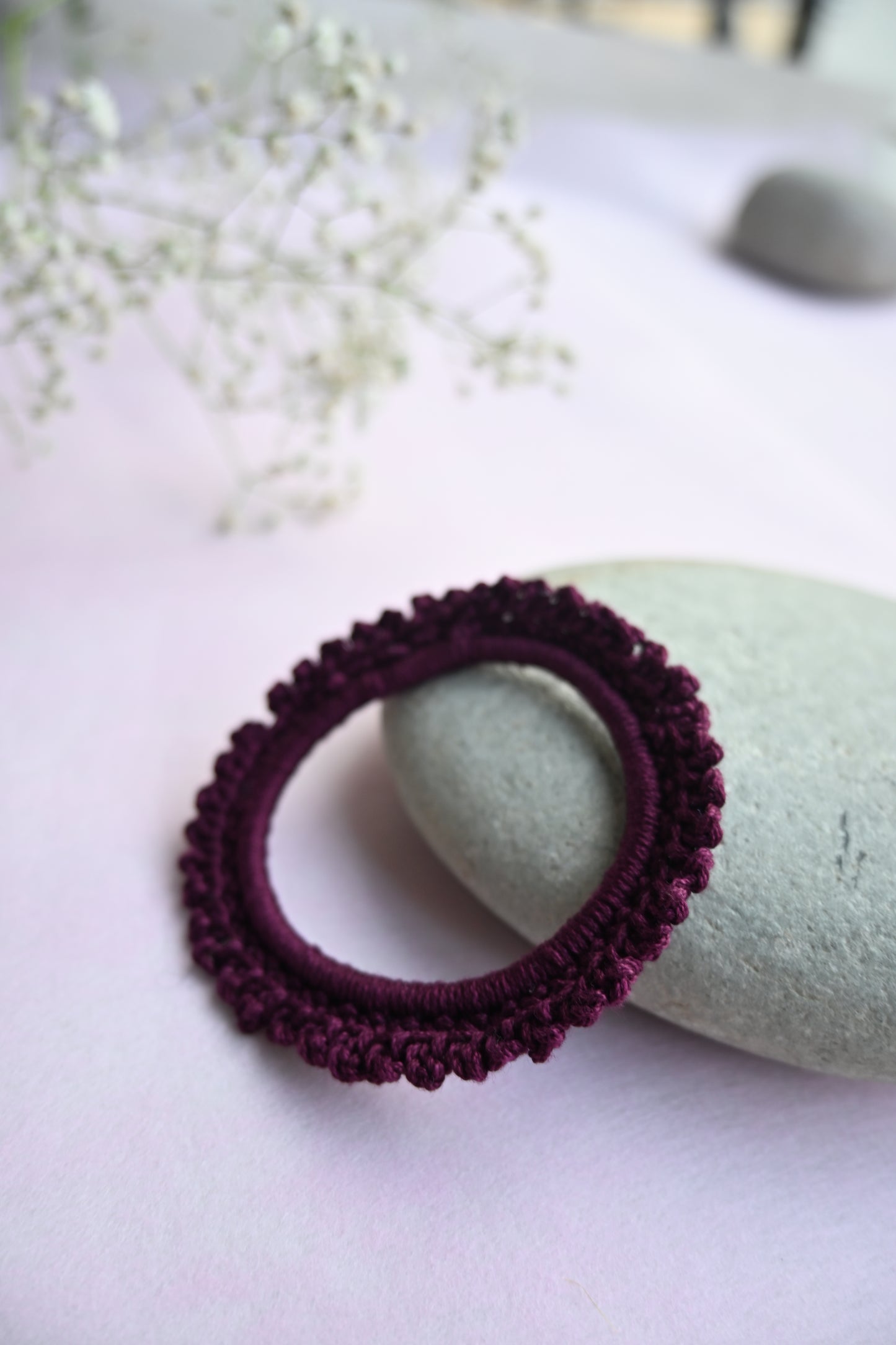 Purple crochet scrunchie