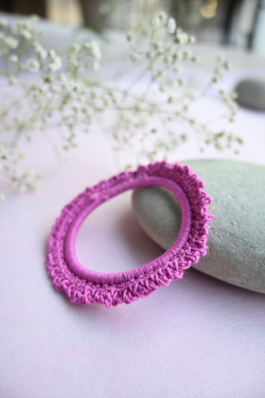 Pink crochet scrunchie