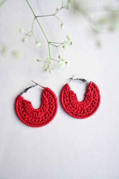 Cherry Red small crochet earrings