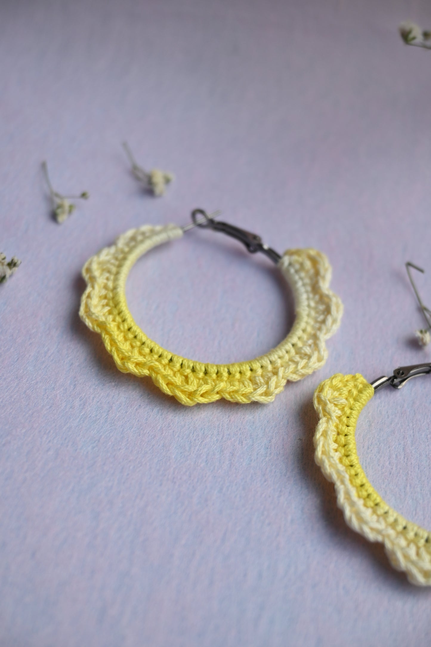 Yellow tinted small crochet Earrings