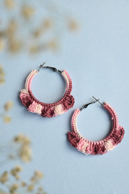 Mauve & pink tinted small crochet Earrings