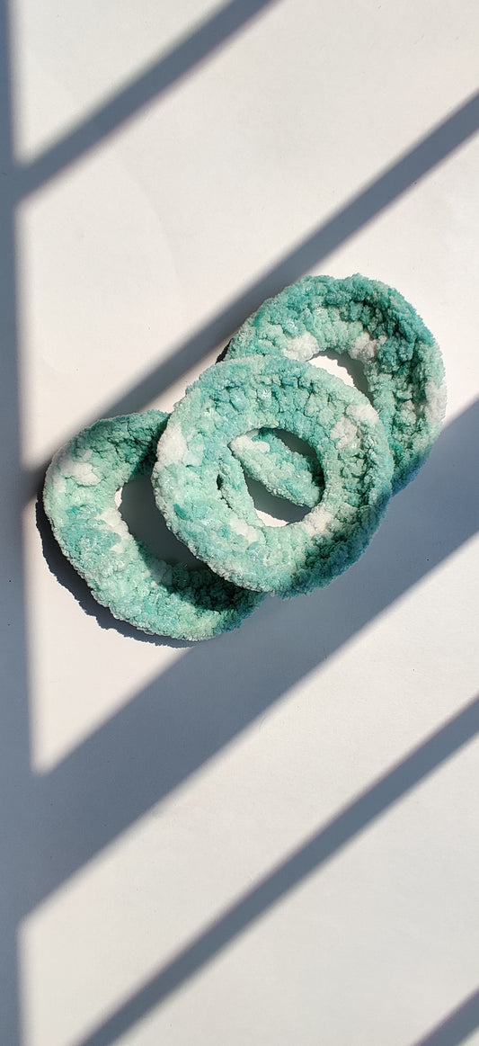 Sea blue basic crochet velvet scrunchie