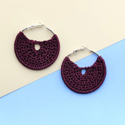 Plum crochet earrings
