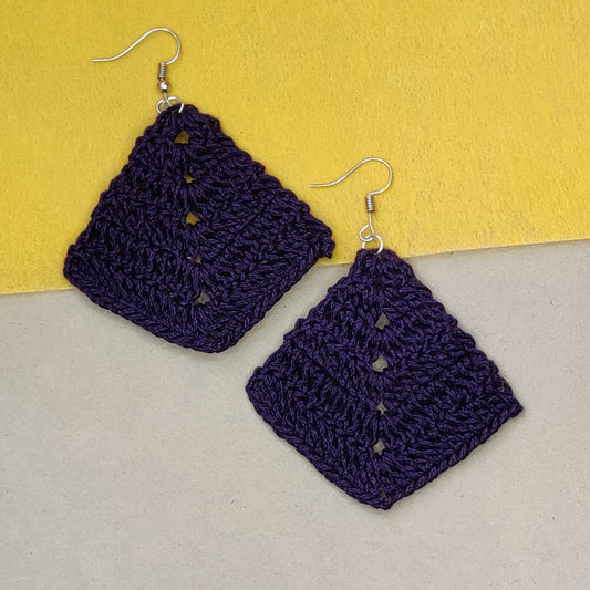 Navy blue crochet dangler earrings