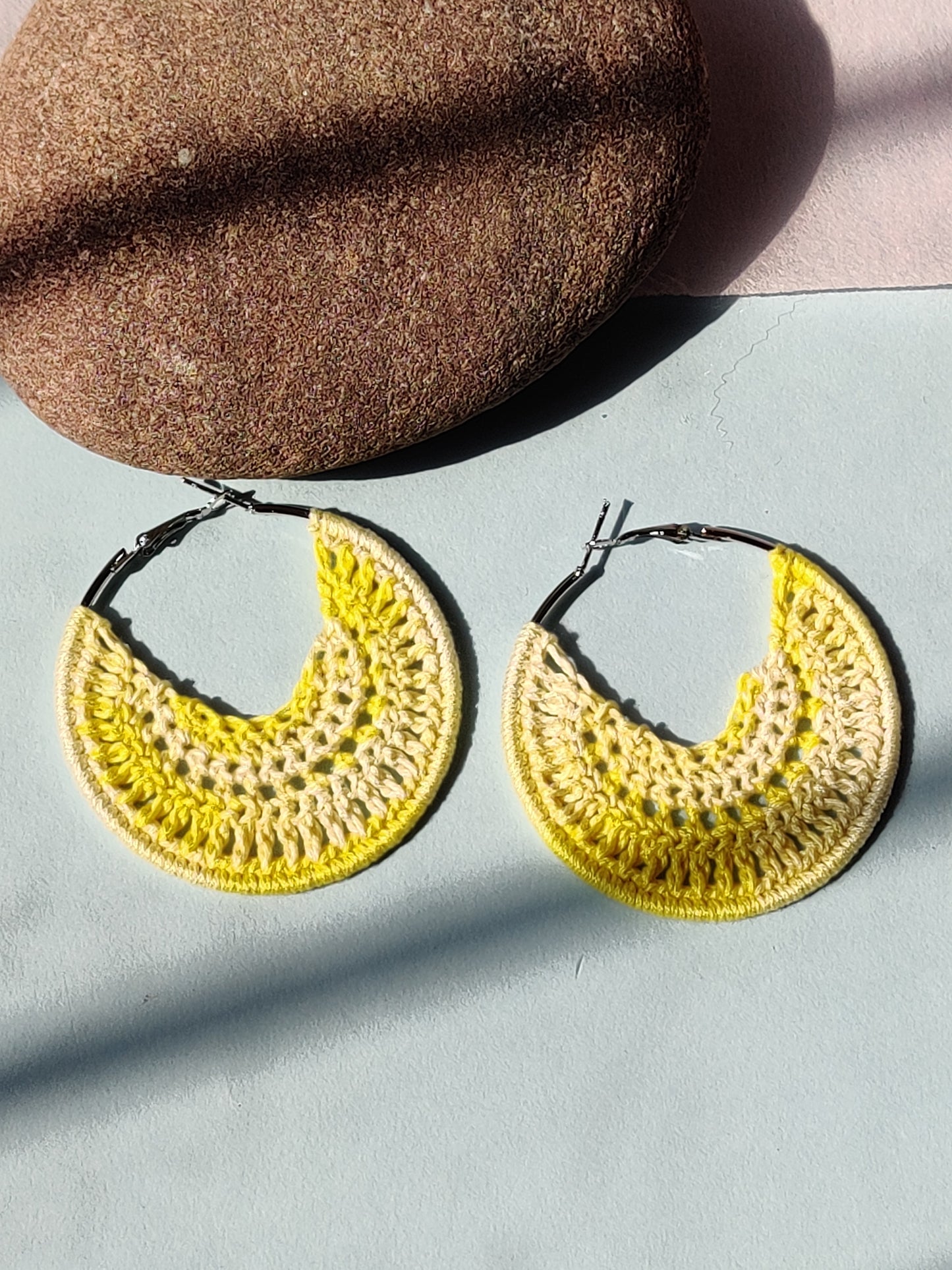 Lemon yellow tinted crochet earring