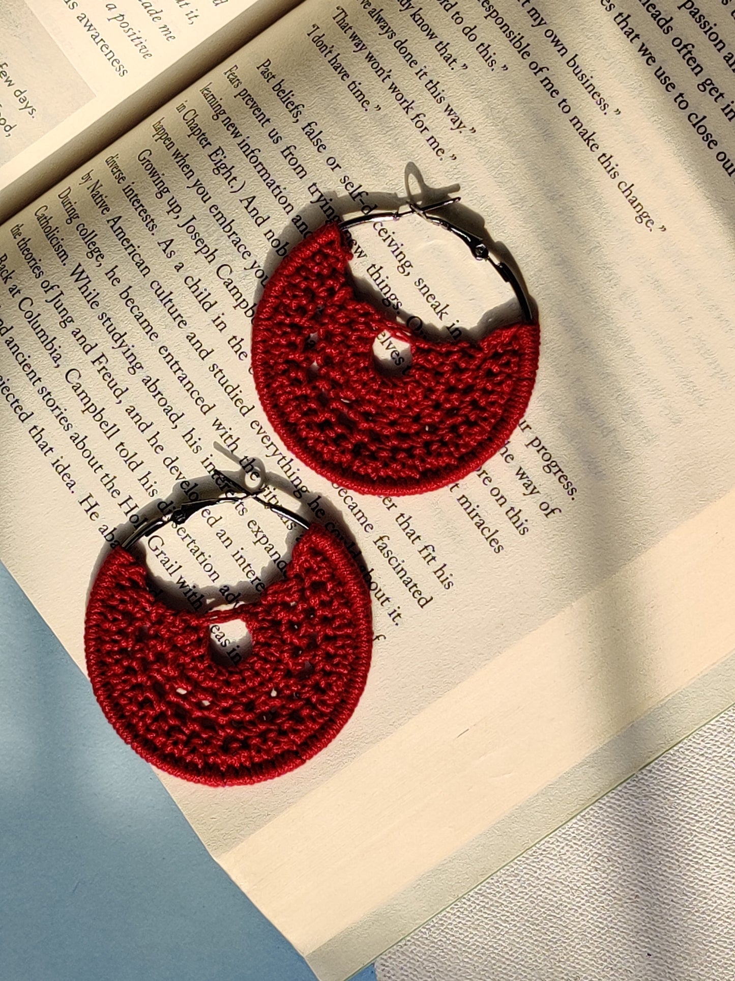 Deep Maroon Crochet Earrings
