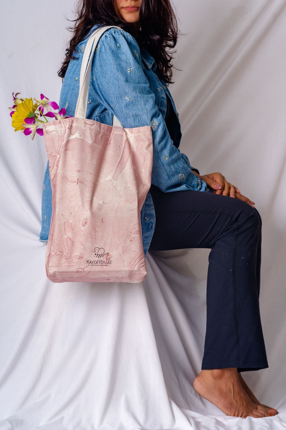 Pink cotton tote bag