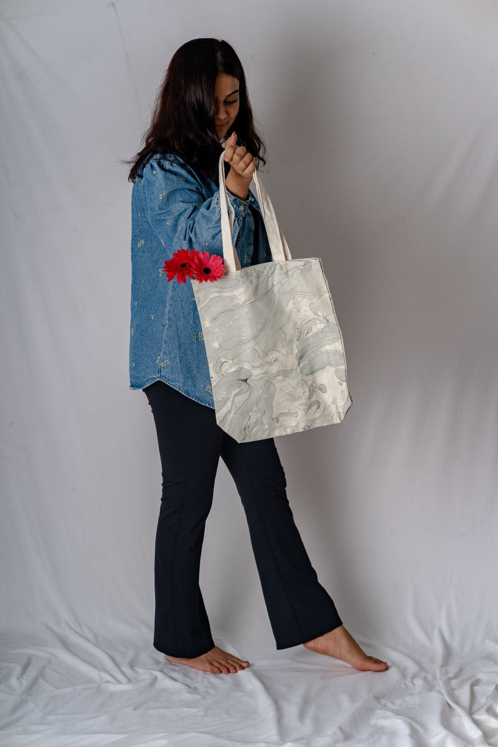 Grey cotton tote bag