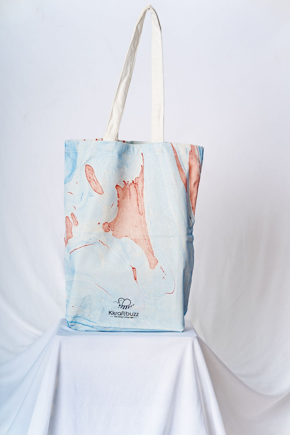 Blue & red cotton tote bag