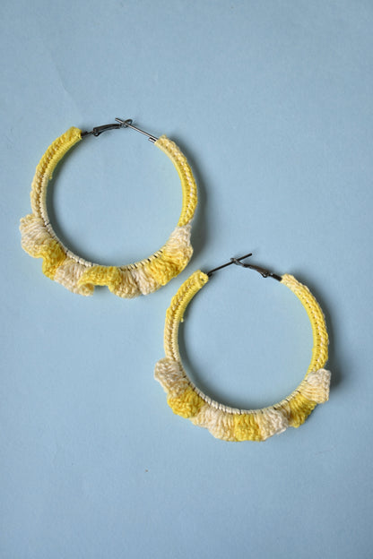 Yellow tinted large crochet earrings