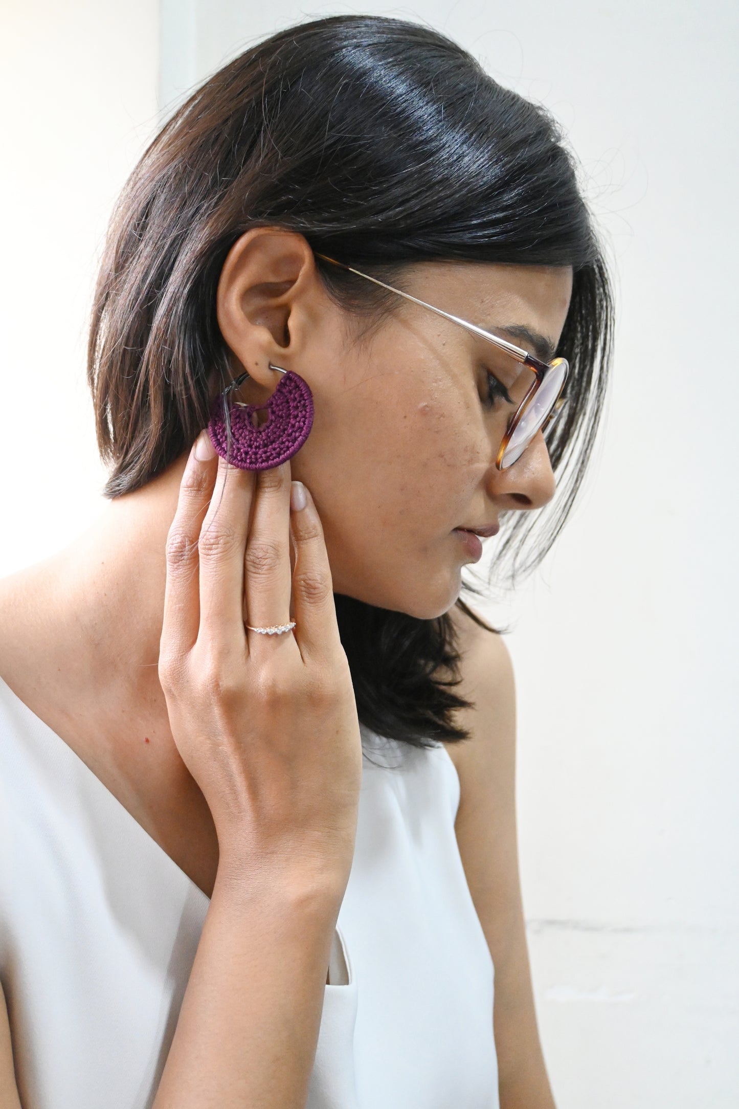 Purple small crochet Earrings